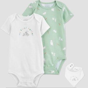 Carter's JOY Baby 2pk My First Easter Bodysuit 9M & Bib NWT